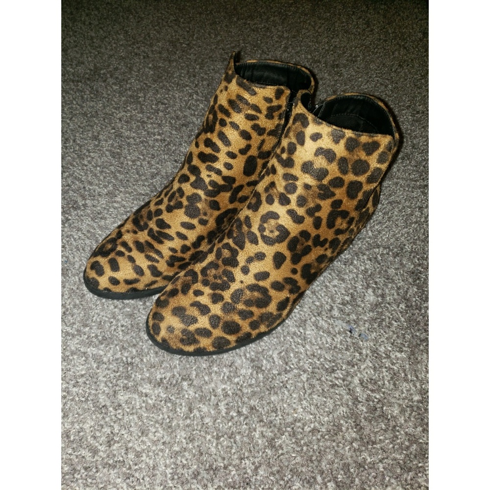 Cheetah print booties